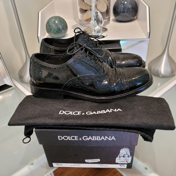 DOLCE & GABBANA MEN'S DERBY LEATHER BROGUES 5.5 MADE IN ITALY. - Picture 7 of 9